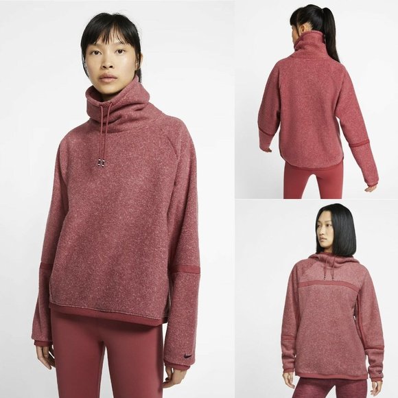 Nike Therma Fleece Cowl Neck Hoodie Red 